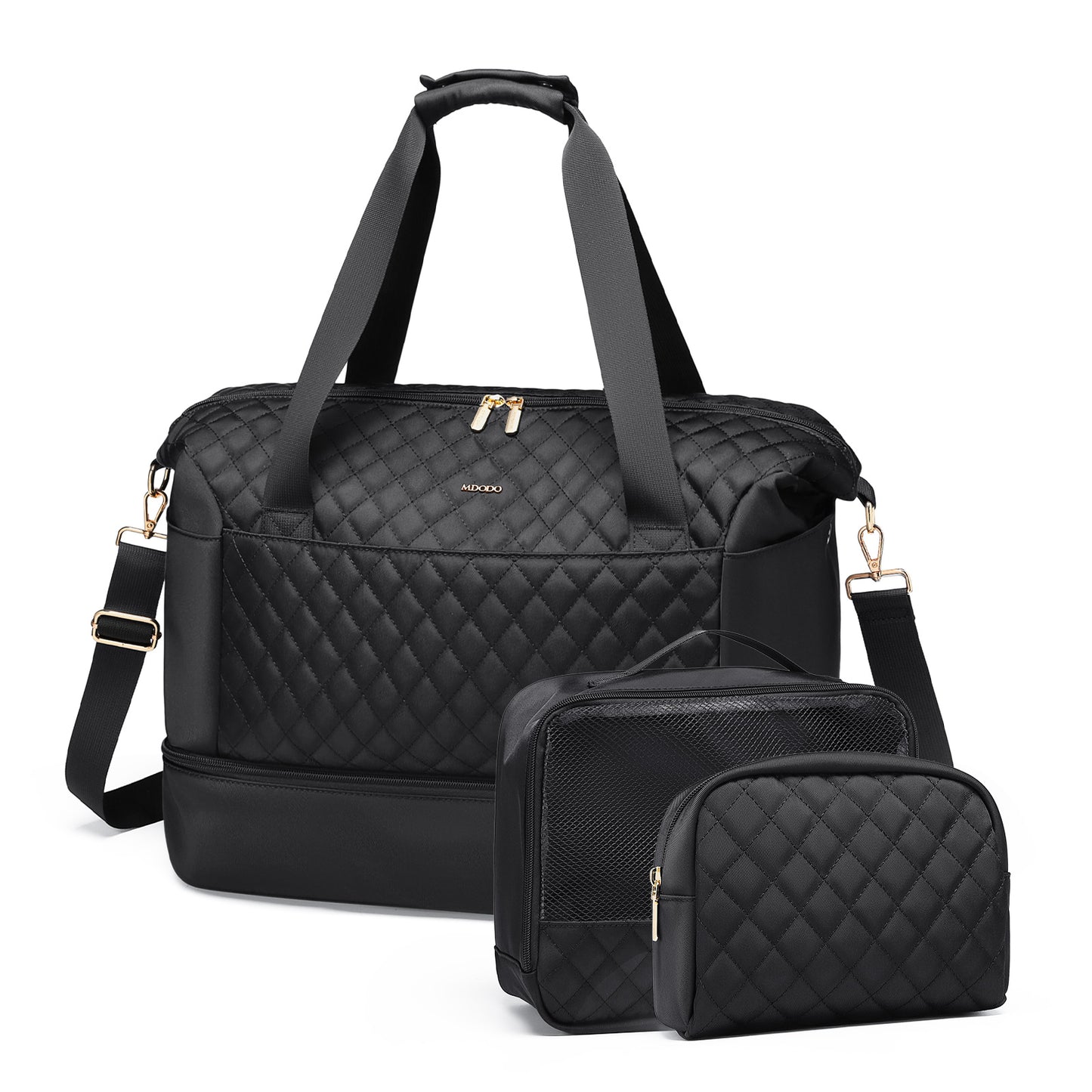 MDODO Weekender Tote Bags for Women with Wet Pocket and Shoes Compartment(Beige/Black)