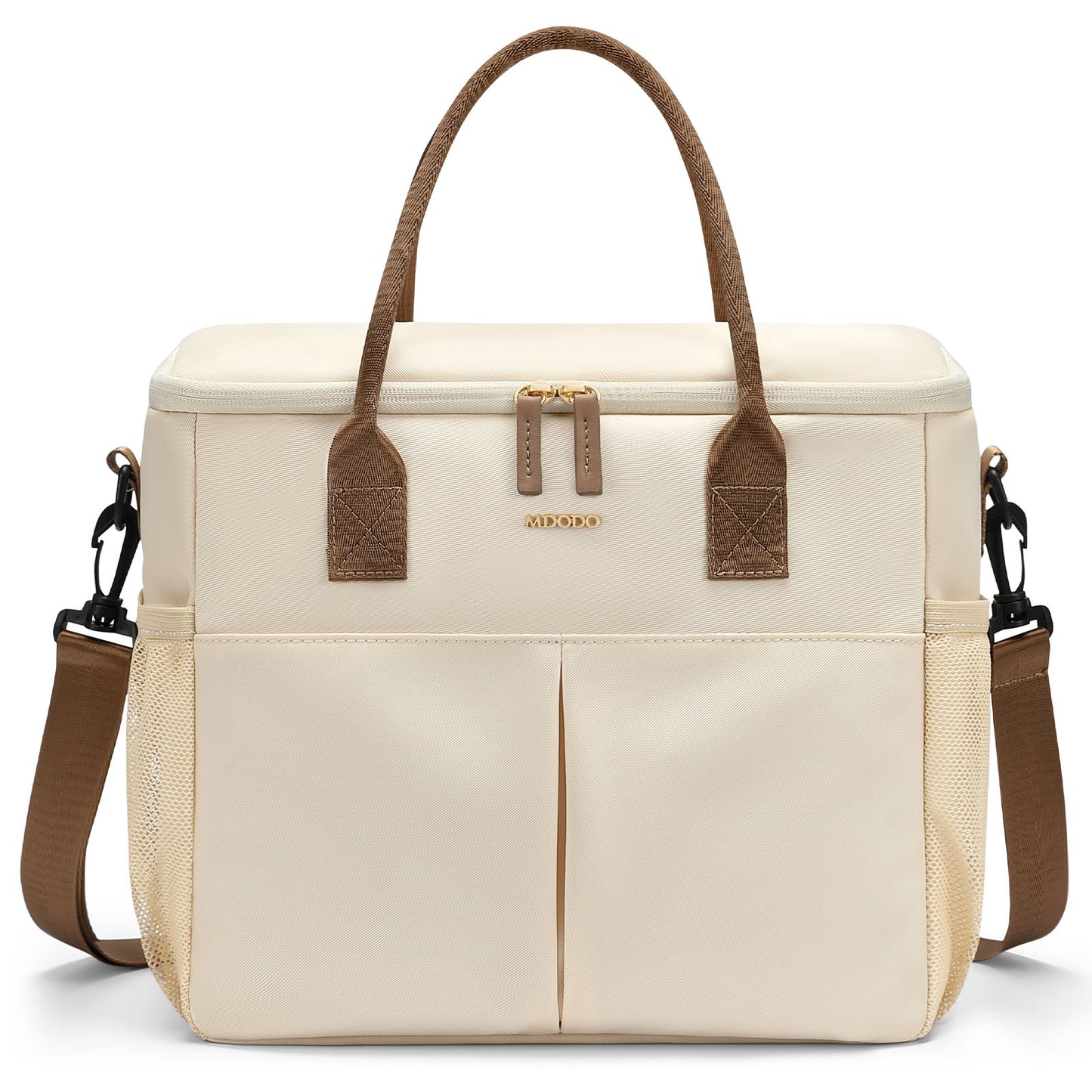 MDODO All-purpose carrying bags Large Insulated Lunch Bags for Women Men Adult Lunch Box with Shoulder Strap for Work,Picnics,Outings (Beige)