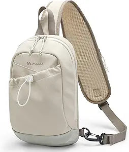 Sling Bag for Women, Crossbody Sling Chest Daypack Shoulder Bag Cross body Bag for Casual Commuting Work Travel Sport Hiking,3.4L(Beige/Black)