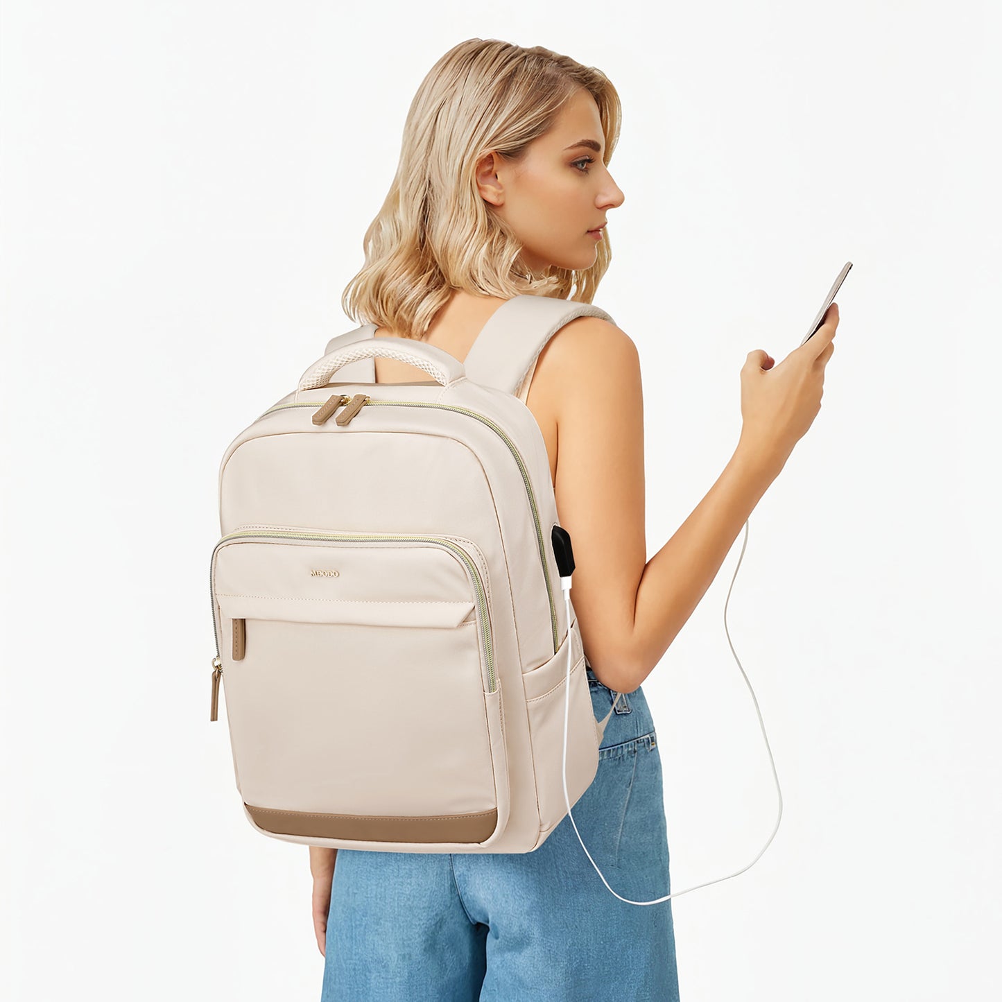 MDODO Laptop Backpack for Women,Backpacks, book bags, sports bags, bum bags, wallets and handbags,Beige