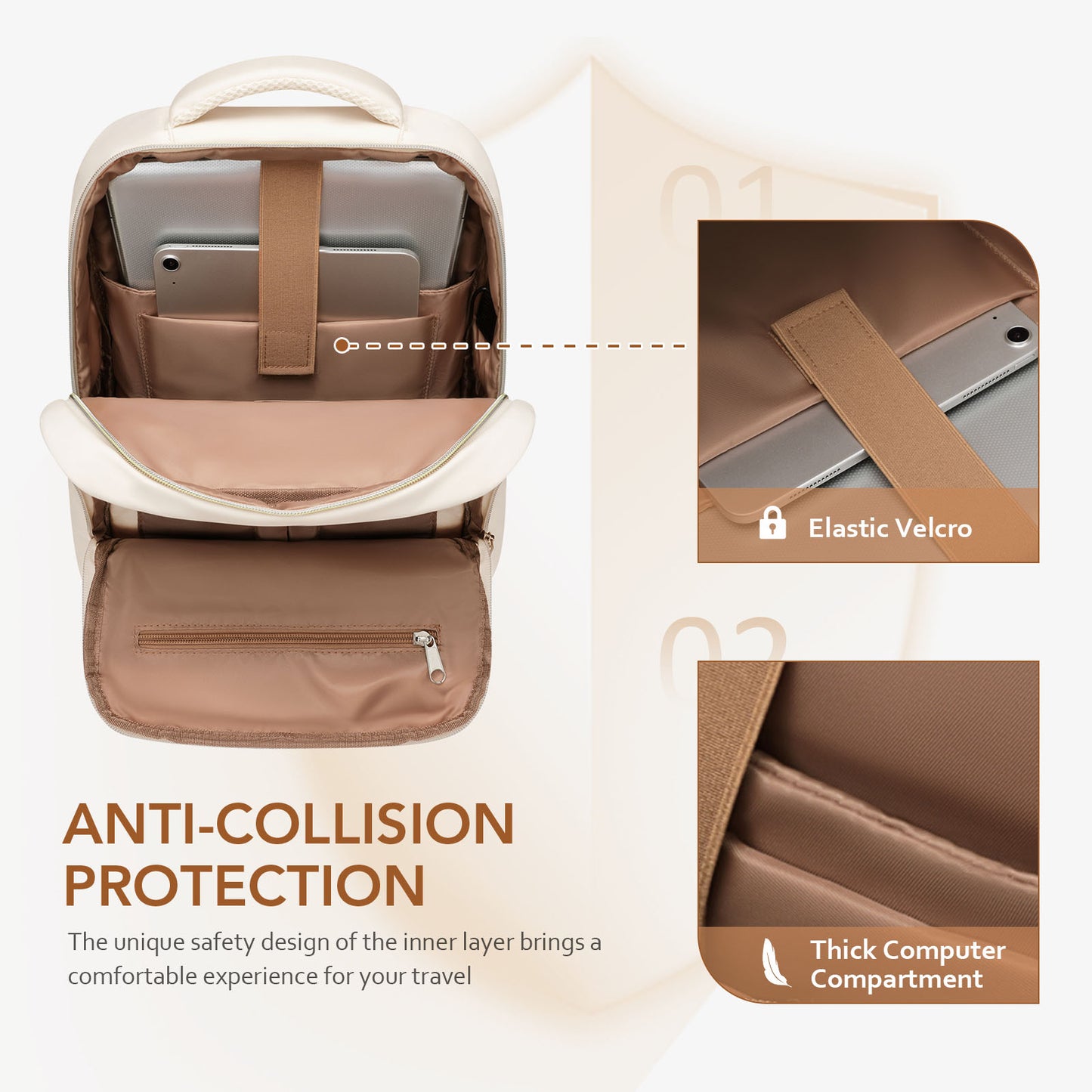 MDODO Laptop Backpack for Women,Backpacks, book bags, sports bags, bum bags, wallets and handbags,Beige