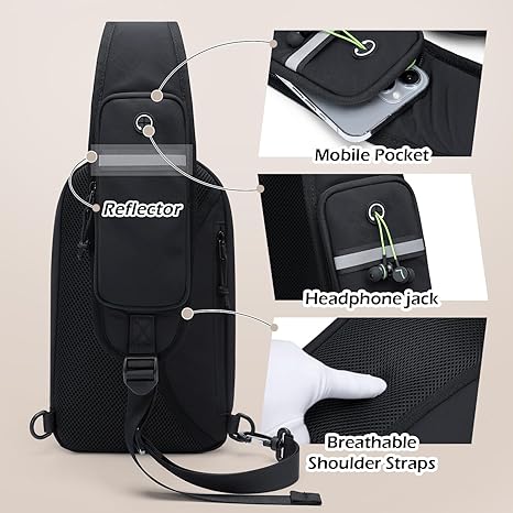 Sling Bag for Women, Crossbody Sling Chest Daypack Shoulder Bag Cross body Bag for Casual Commuting Work Travel Sport Hiking,3.4L(Beige/Black)