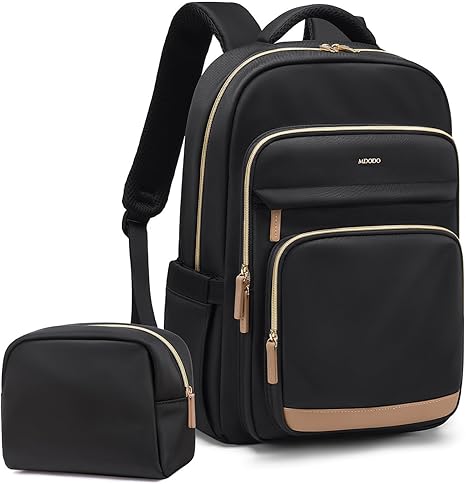 MDODO Laptop Backpack for Women,Travel Backpack with Laptop Compartment( Beige/Black)
