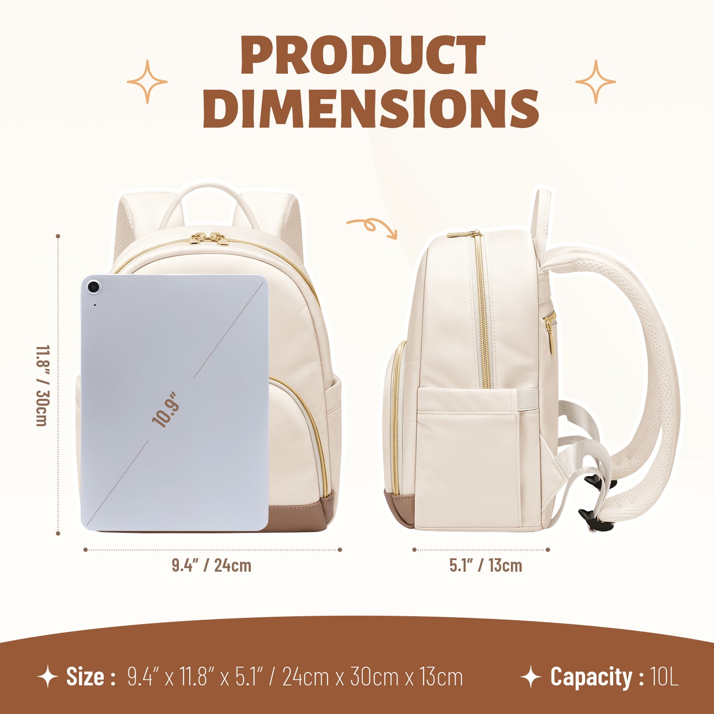 MDODO Small Knapsacks Lightweight Stylish Mini Backpack Daypack Purses Cute Bookbag for Casual College Travel Daily,fit 10.9Inch iPad