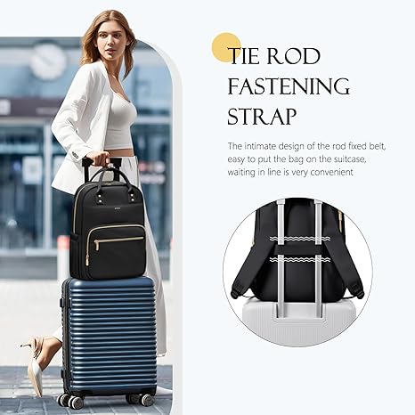 Laptop Backpack Women,16Inch Teacher Laptop Bag Backpack with Laptop Compartment Waterproof Carry on Daypack Backpack for Work,College,Travel,Trip,Nurse(Black/Beige)