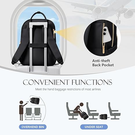 Laptop Backpack Women,16Inch Teacher Laptop Bag Backpack with Laptop Compartment Waterproof Carry on Daypack Backpack for Work,College,Travel,Trip,Nurse(Black/Beige)