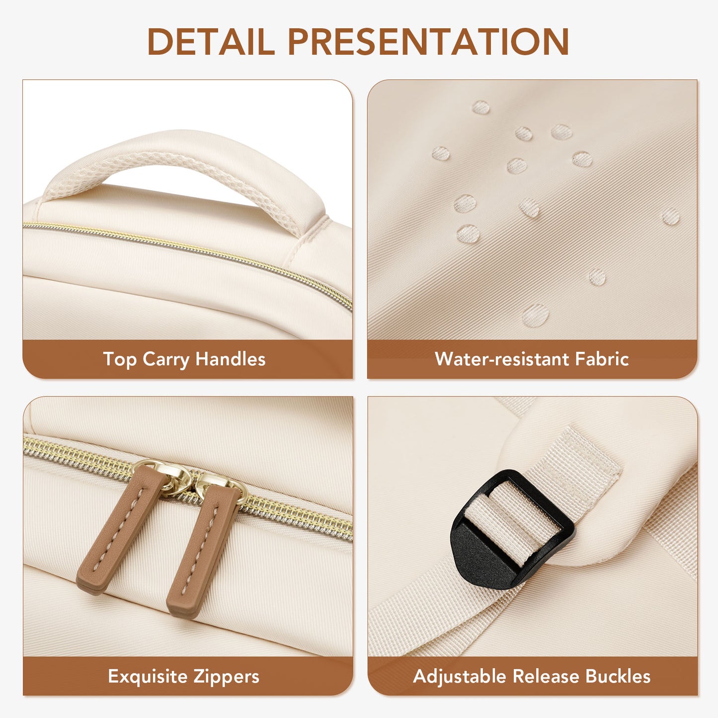 MDODO Laptop Backpack for Women,Backpacks, book bags, sports bags, bum bags, wallets and handbags,Beige