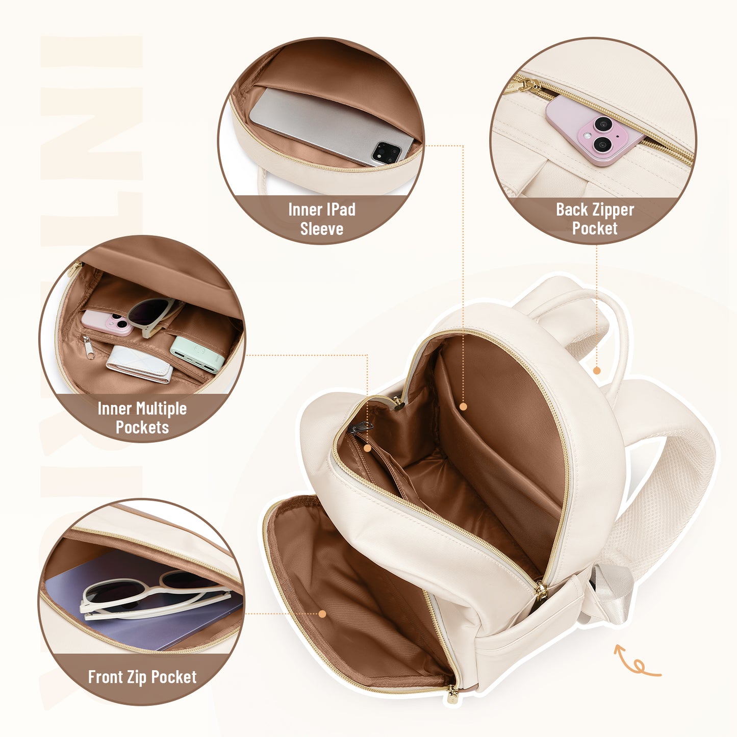 MDODO Small Knapsacks Lightweight Stylish Mini Backpack Daypack Purses Cute Bookbag for Casual College Travel Daily,fit 10.9Inch iPad