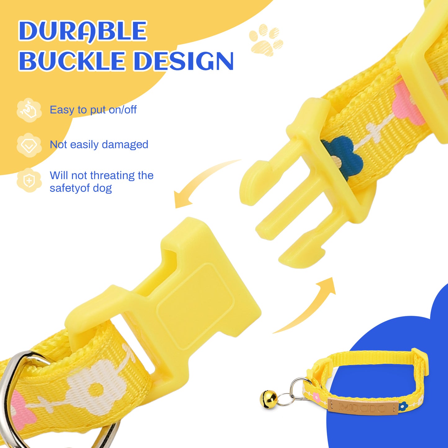 MDODO  Collars for Animals Breakaway Holder and Bell for Cats Dogs