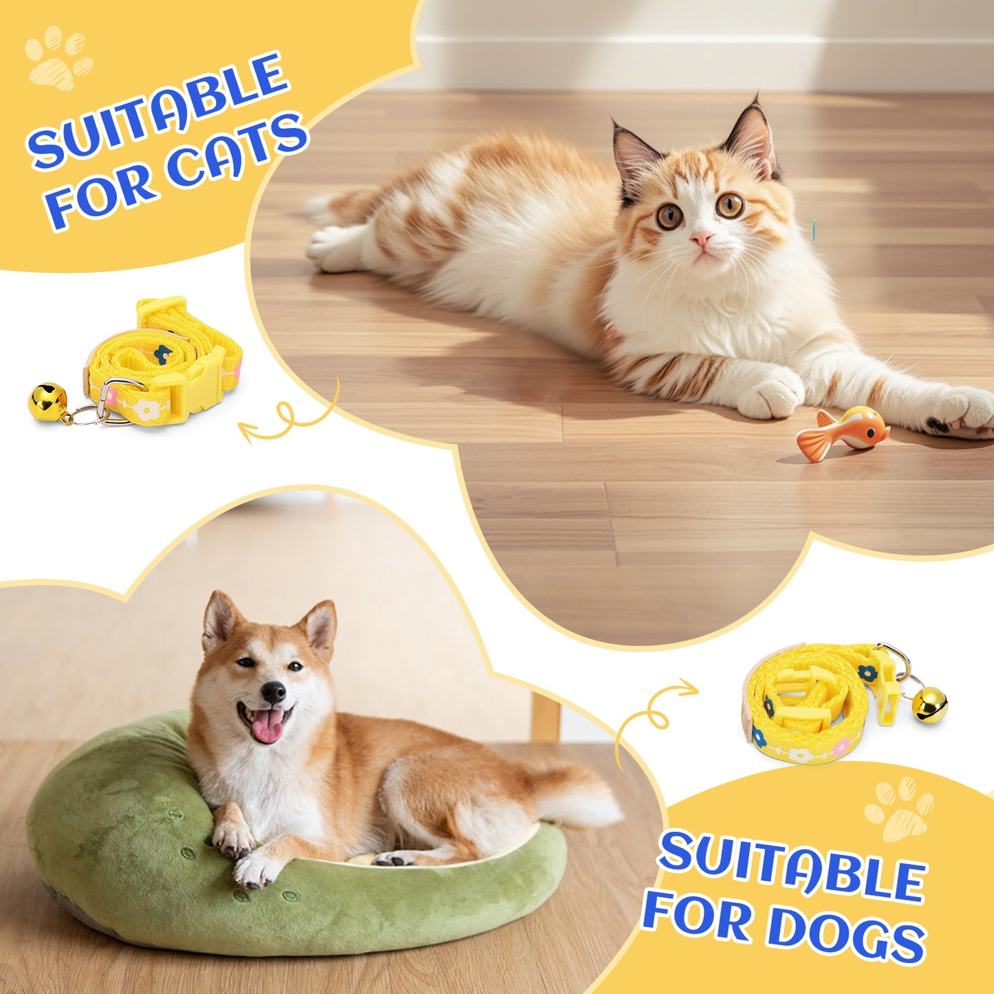 MDODO  Collars for Animals Breakaway Holder and Bell for Cats Dogs