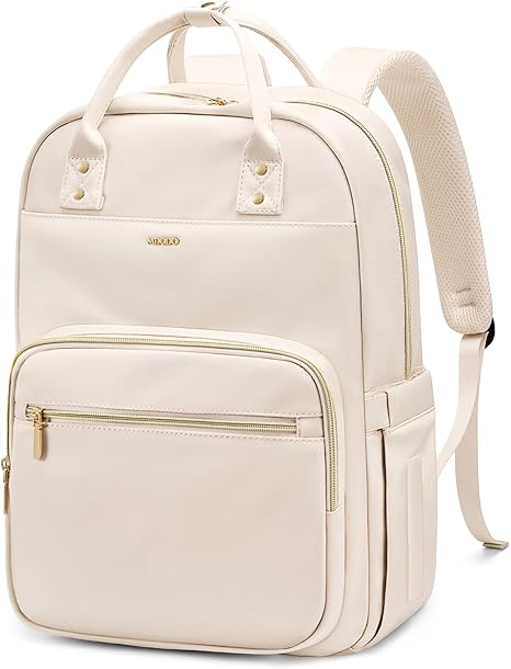 Laptop Backpack Women,16Inch Teacher Laptop Bag Backpack with Laptop Compartment Waterproof Carry on Daypack Backpack for Work,College,Travel,Trip,Nurse(Black/Beige)