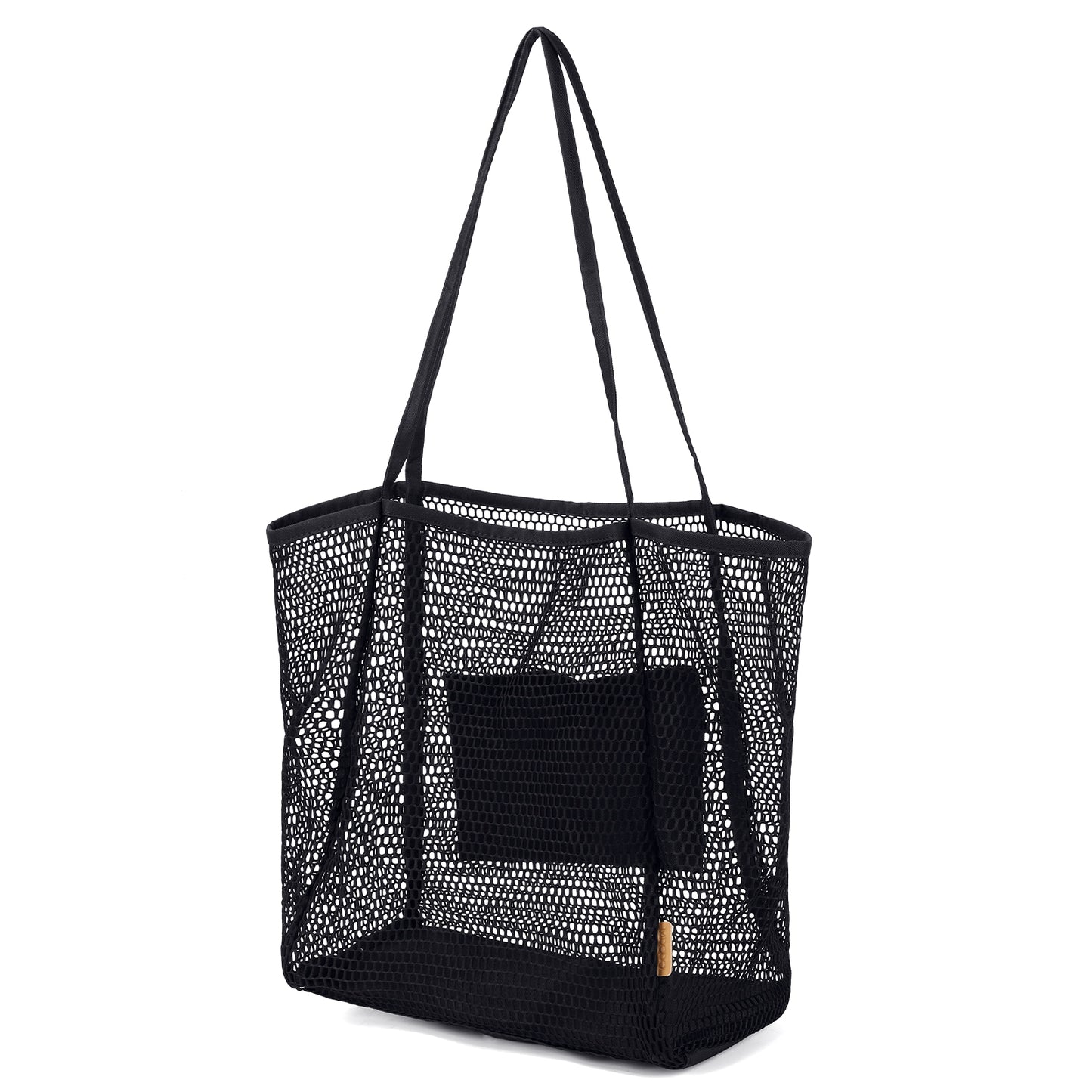 MDODO Beach bags Summer Travel Mesh Tote Bag with Large Inner Pocket, Sandproof Woven Shoulder Handbag