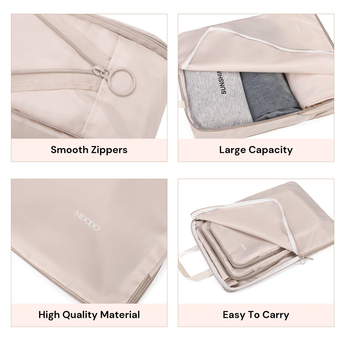 MDODO 4-piece Set Storage Bag for Home and Travel Garment Bags for Travel