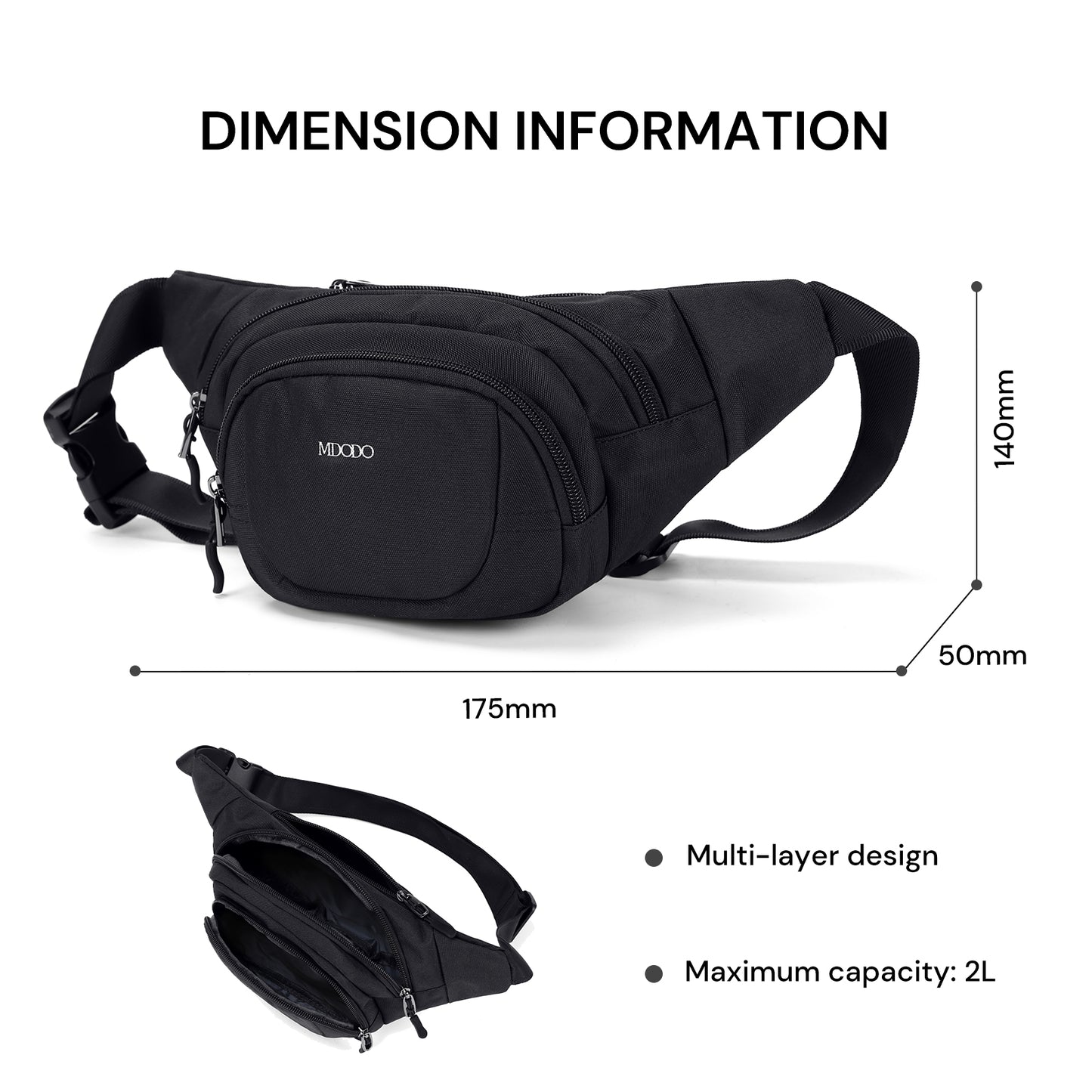 MDODO Bum bags Checkered Crossbody Bag Large Nylon Belt Purse Fanny Packs