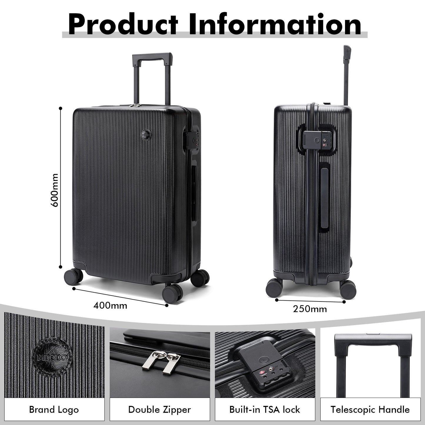 MDODO Valises Travelling Luggage Case for Women and Men