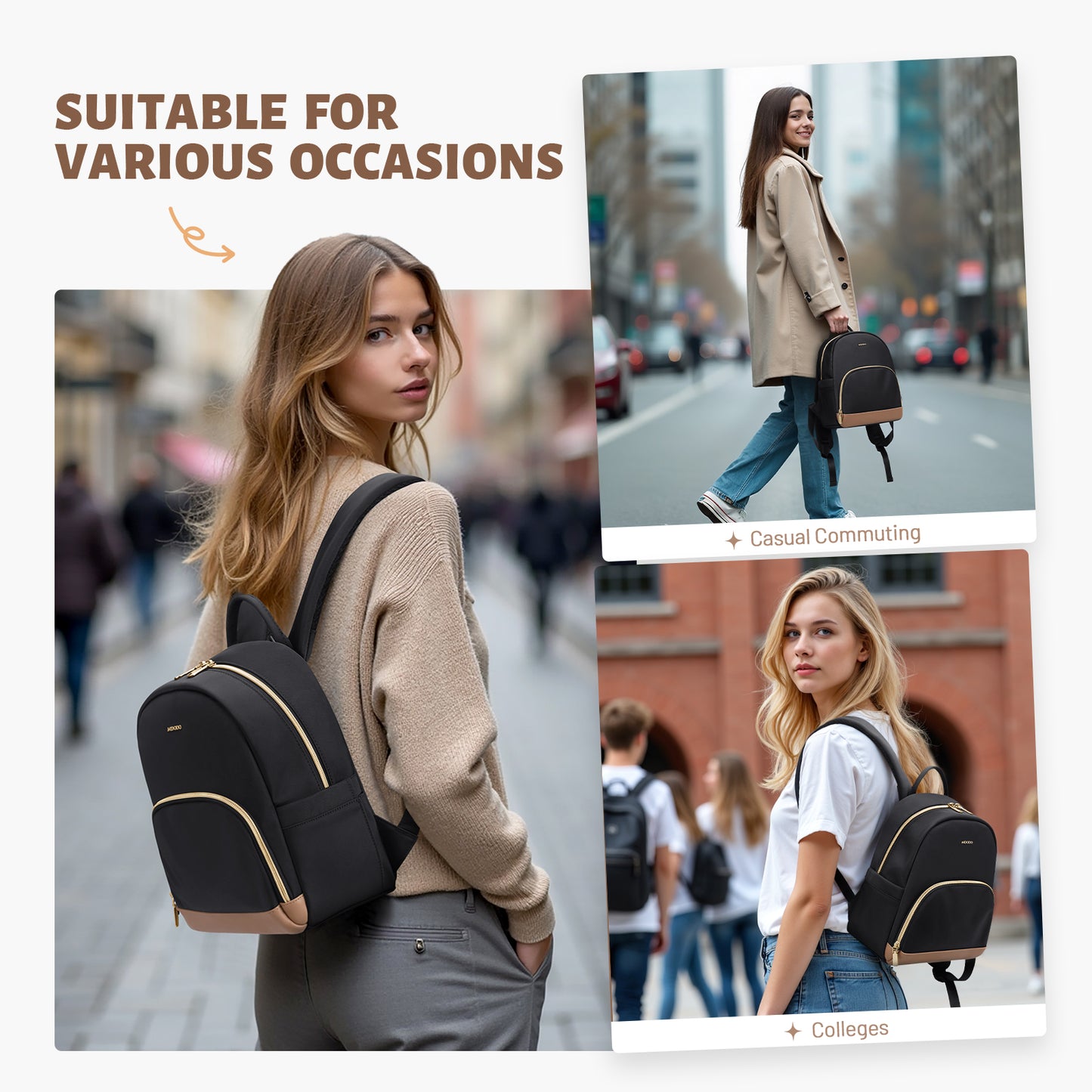 MDODO Small Knapsacks Lightweight Stylish Mini Backpack Daypack Purses Cute Bookbag for Casual College Travel Daily,fit 10.9Inch iPad