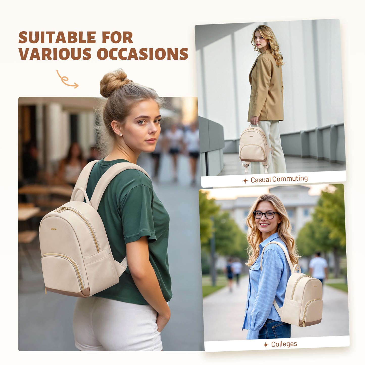 MDODO Small Knapsacks Lightweight Stylish Mini Backpack Daypack Purses Cute Bookbag for Casual College Travel Daily,fit 10.9Inch iPad