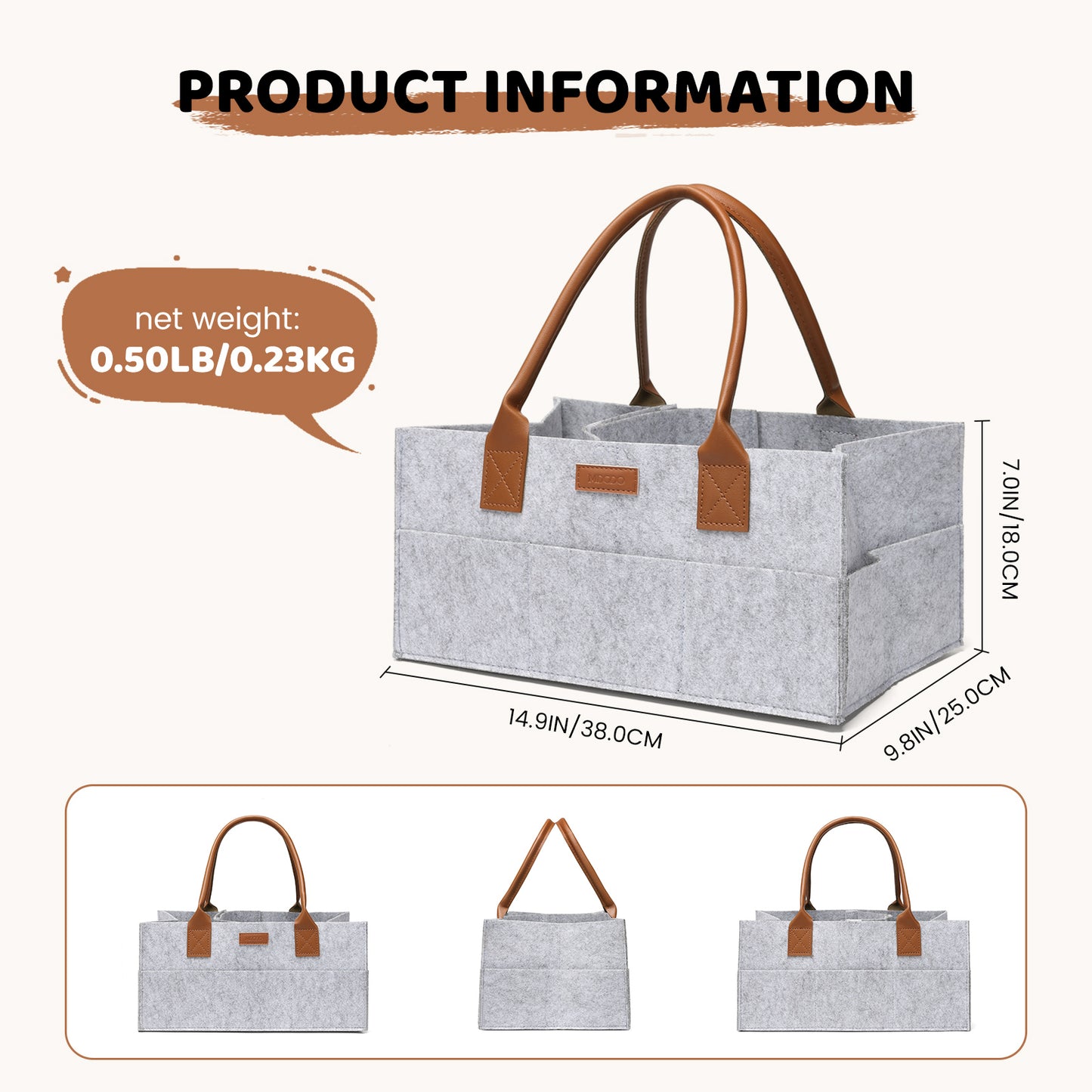 MDODO Bags for carrying babies' accessories Carry On Diaper Bags Movable Partition