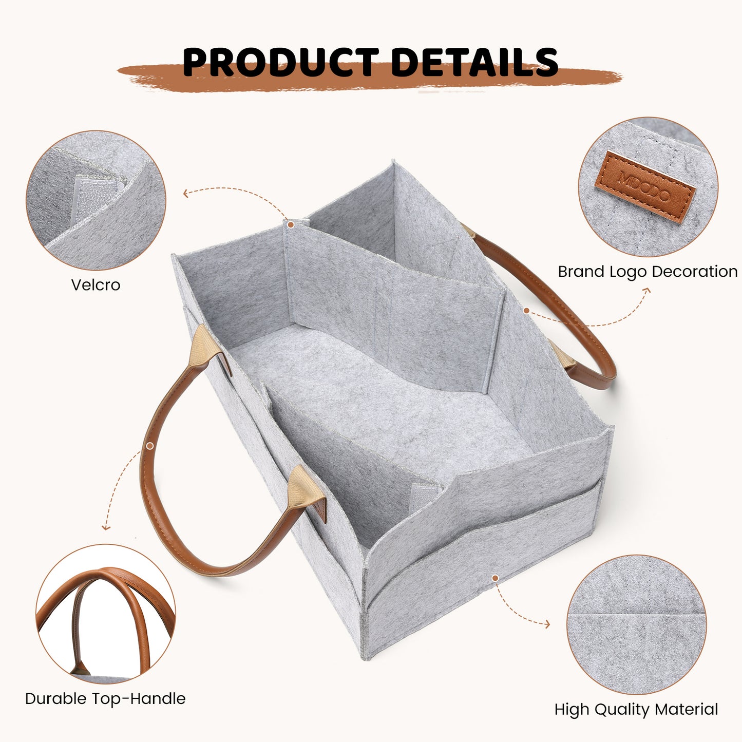 MDODO Bags for carrying babies' accessories Carry On Diaper Bags Movable Partition