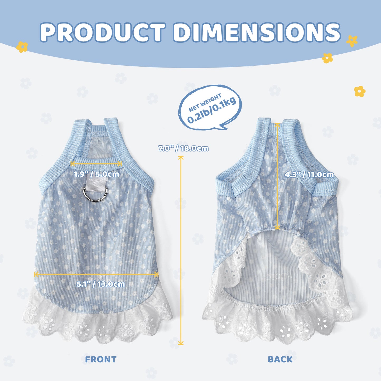MDODO Cute Dress with Lace Clothing for Pet Dog Cat
