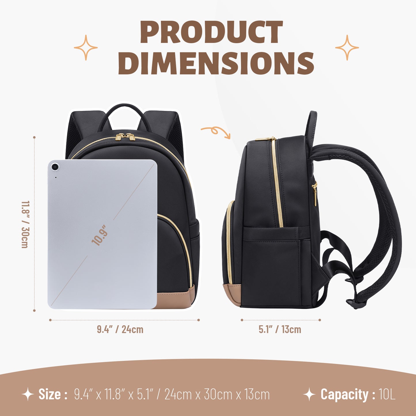 MDODO Small Knapsacks Lightweight Stylish Mini Backpack Daypack Purses Cute Bookbag for Casual College Travel Daily,fit 10.9Inch iPad