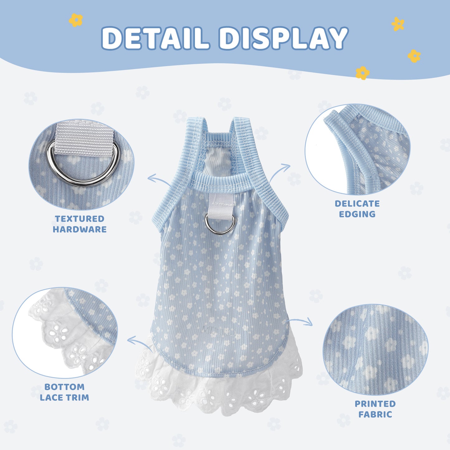 MDODO Cute Dress with Lace Clothing for Pet Dog Cat