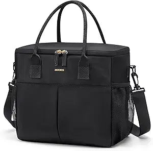 Lunch Bag Large Insulated Lunch Bags for Women Men Adult Lunch Box with Shoulder Strap for Work,Picnics,Outings (Beige/Black)
