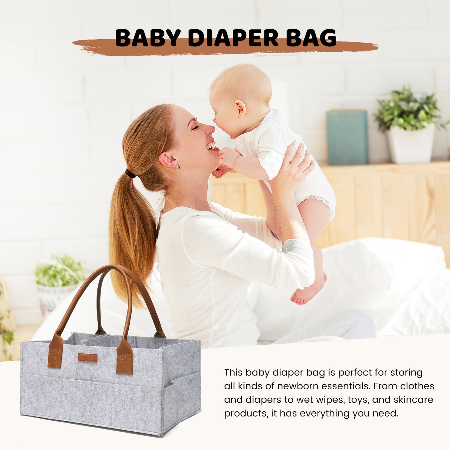MDODO Bags for carrying babies' accessories Carry On Diaper Bags Movable Partition