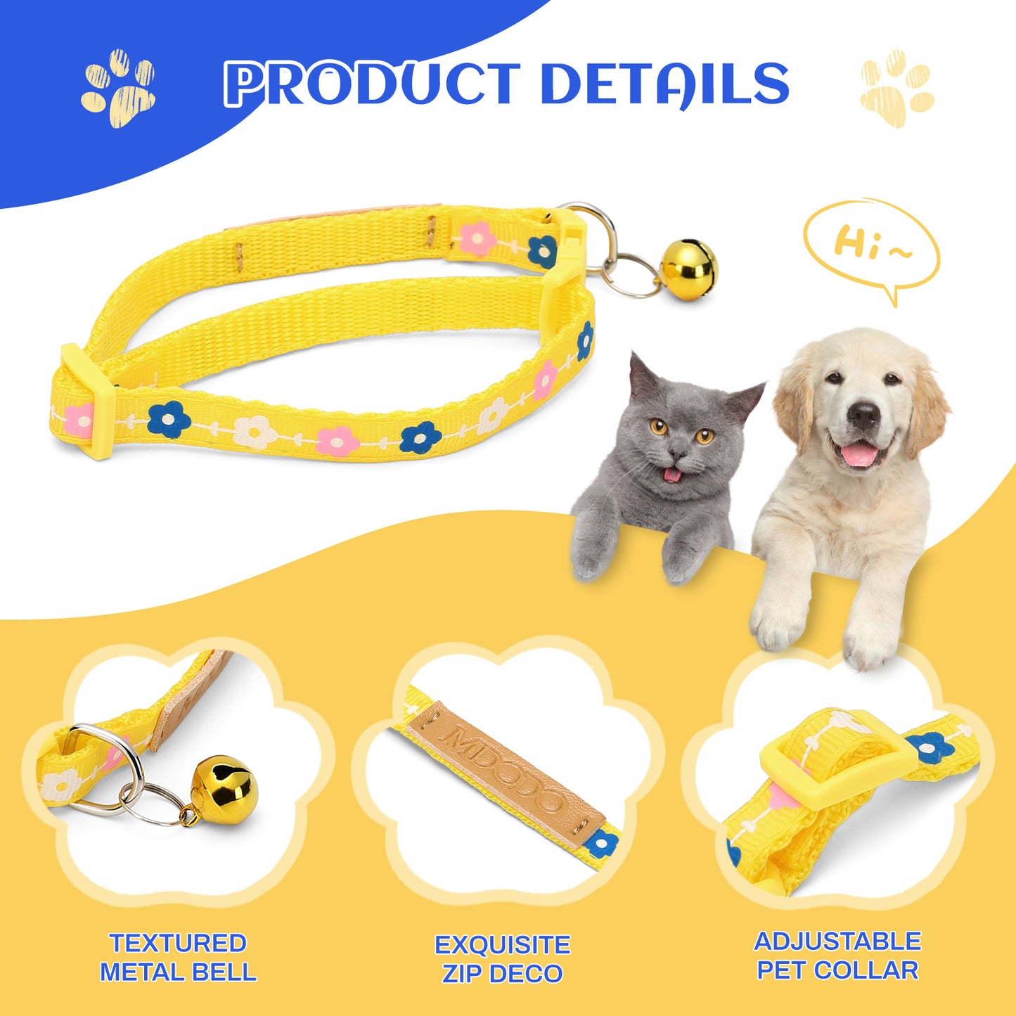 MDODO  Collars for Animals Breakaway Holder and Bell for Cats Dogs